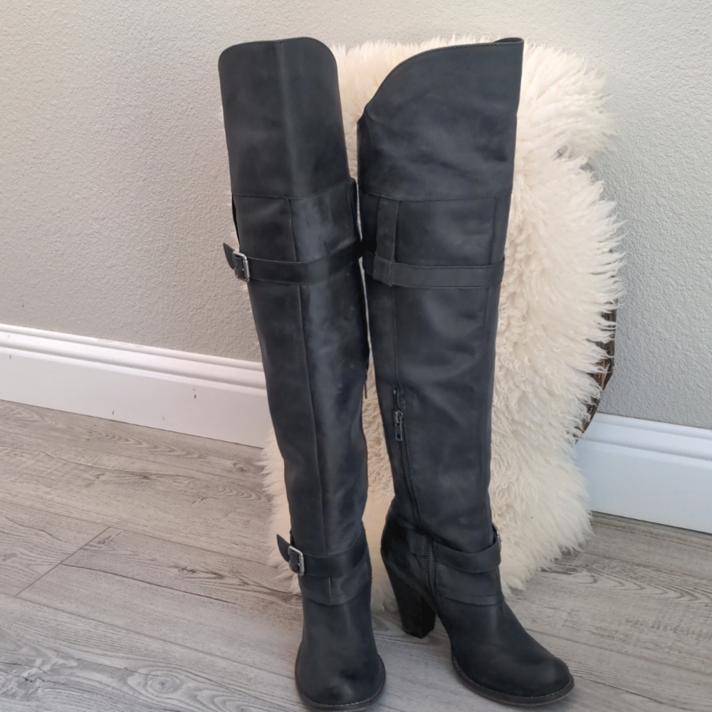 MIA Limited Edition Tellula Over the Knee Black Boots size 8.5 Genuine Leather